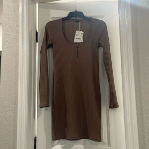 Brand New With Tags Zara Ribbed Long Sleeve Mini Dress SZ Medium